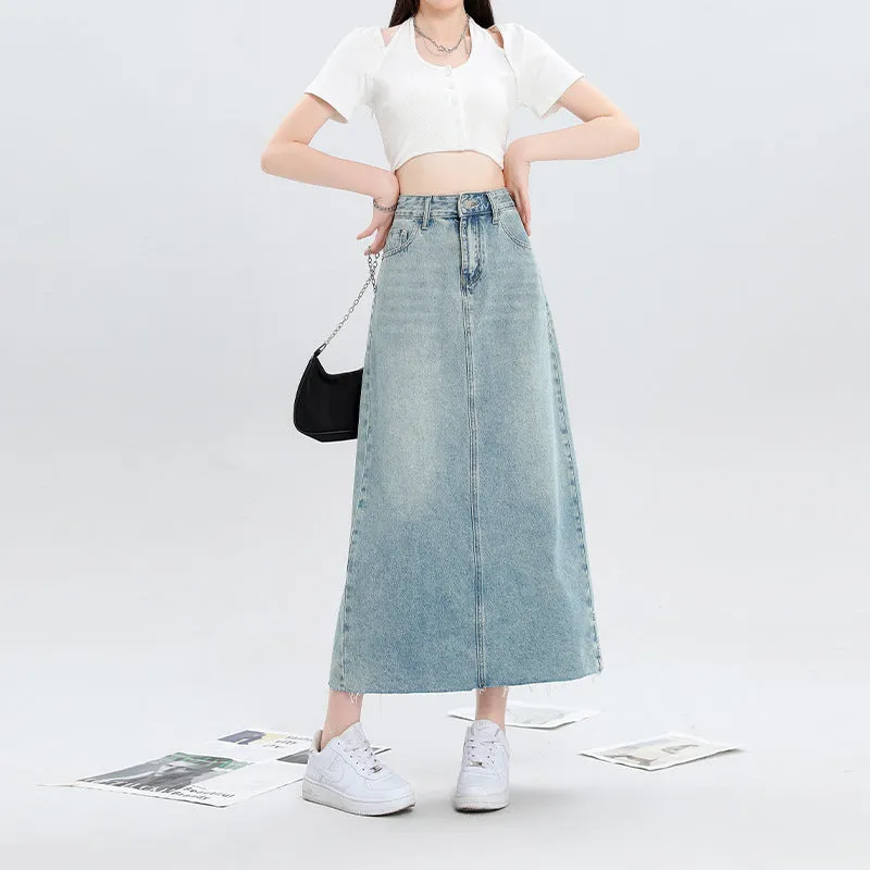 High Waist Hip-wrapped Mid-length Skirt