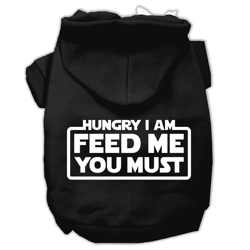 Hungry I am Screen Print Pet Hoodies Black Size XS (8)