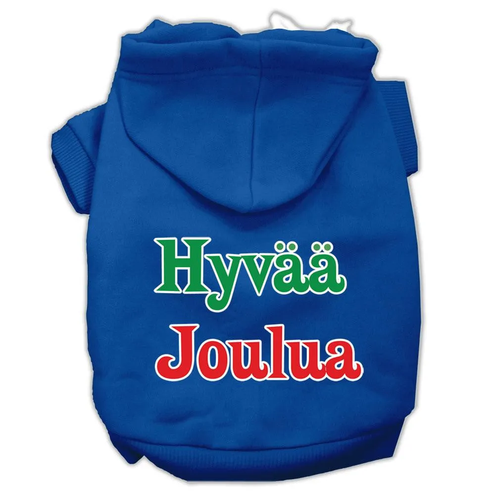 Hyvaa Joulua Screen Print Pet Hoodies Blue XL (16)