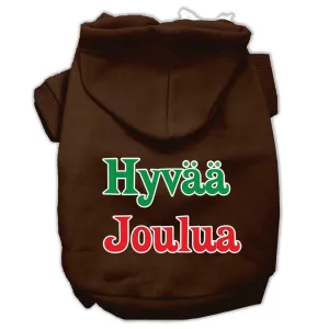 Hyvaa Joulua Screen Print Pet Hoodies Brown S (10)