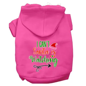 I Can't, Santa Is Watching Screen Print Dog Hoodie Bright Pink Xxxl