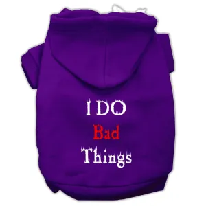 I Do Bad Things Screen Print Pet Hoodies Purple Size S (10)