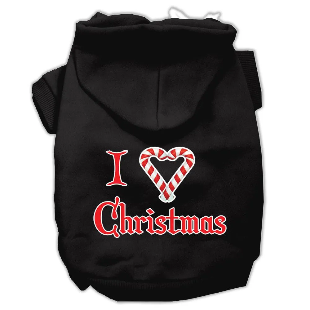 I Heart Christmas Screen Print Pet Hoodies Black Size XXL (18)