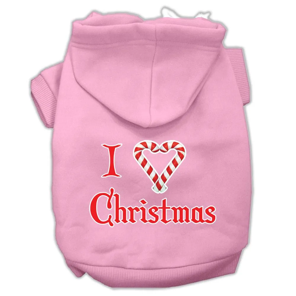 I Heart Christmas Screen Print Pet Hoodies Light Pink Size XXXL (20)