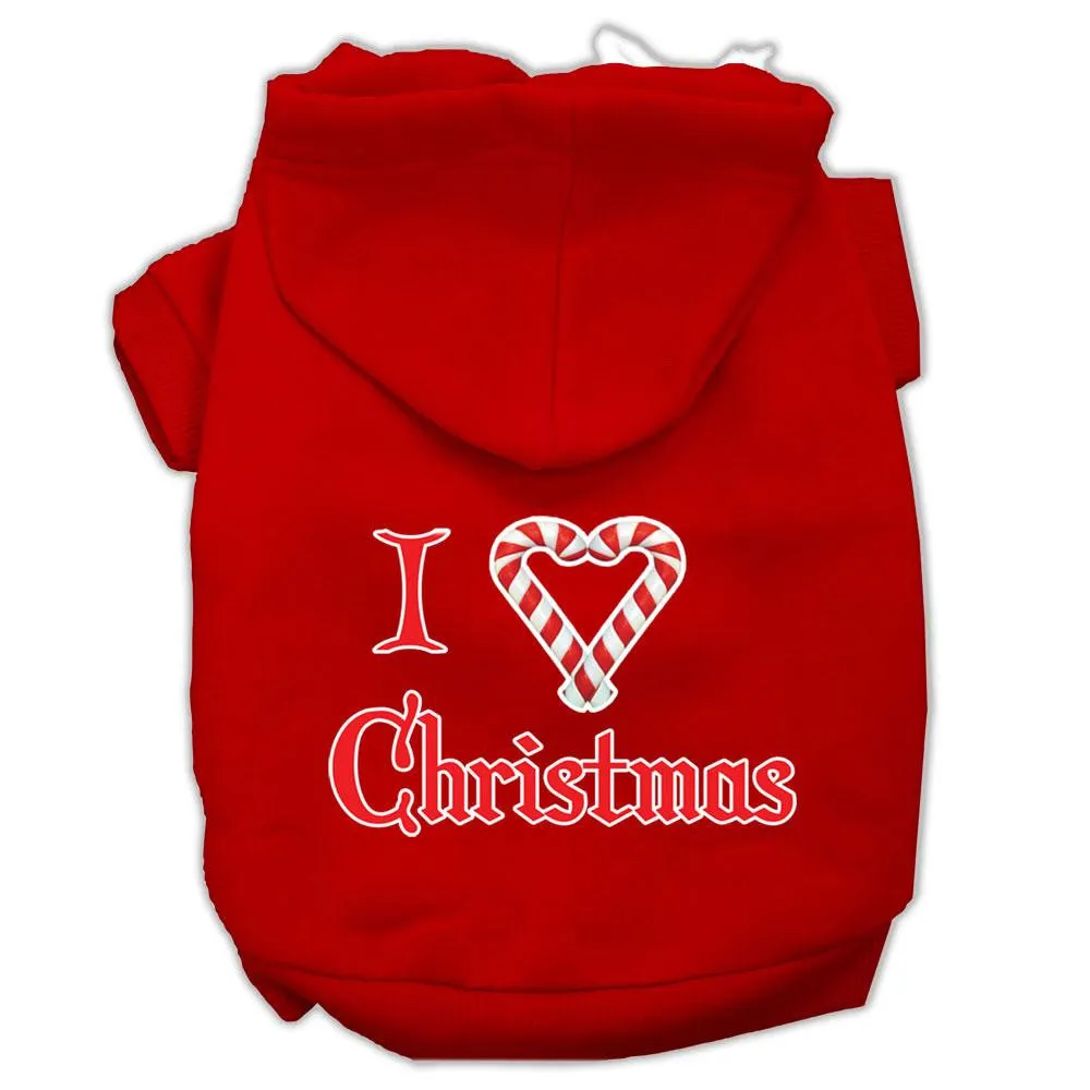 I Heart Christmas Screen Print Pet Hoodies Red Size Lg (14)