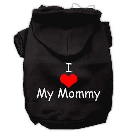 I Love My Mommy Screen Print Pet Hoodies Black Size XL (16)