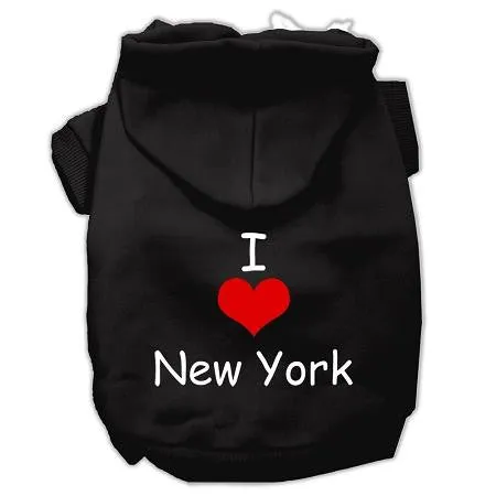 I Love New York Screen Print Pet Hoodies Black Size XL (16)