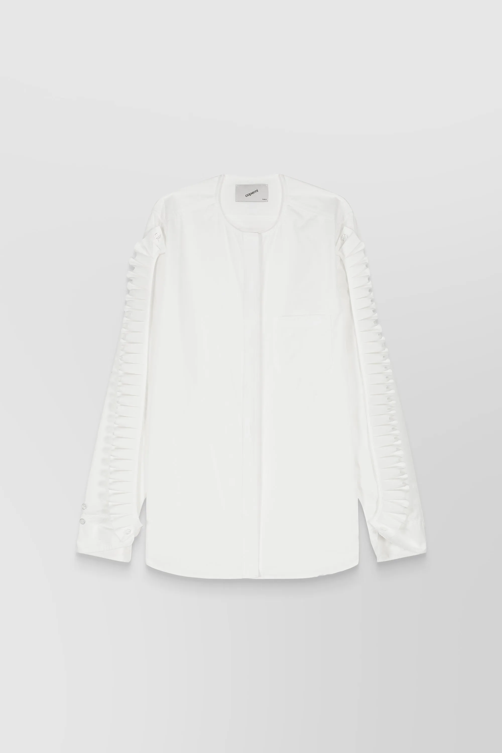 Iconic ruffle cotton popline shirt