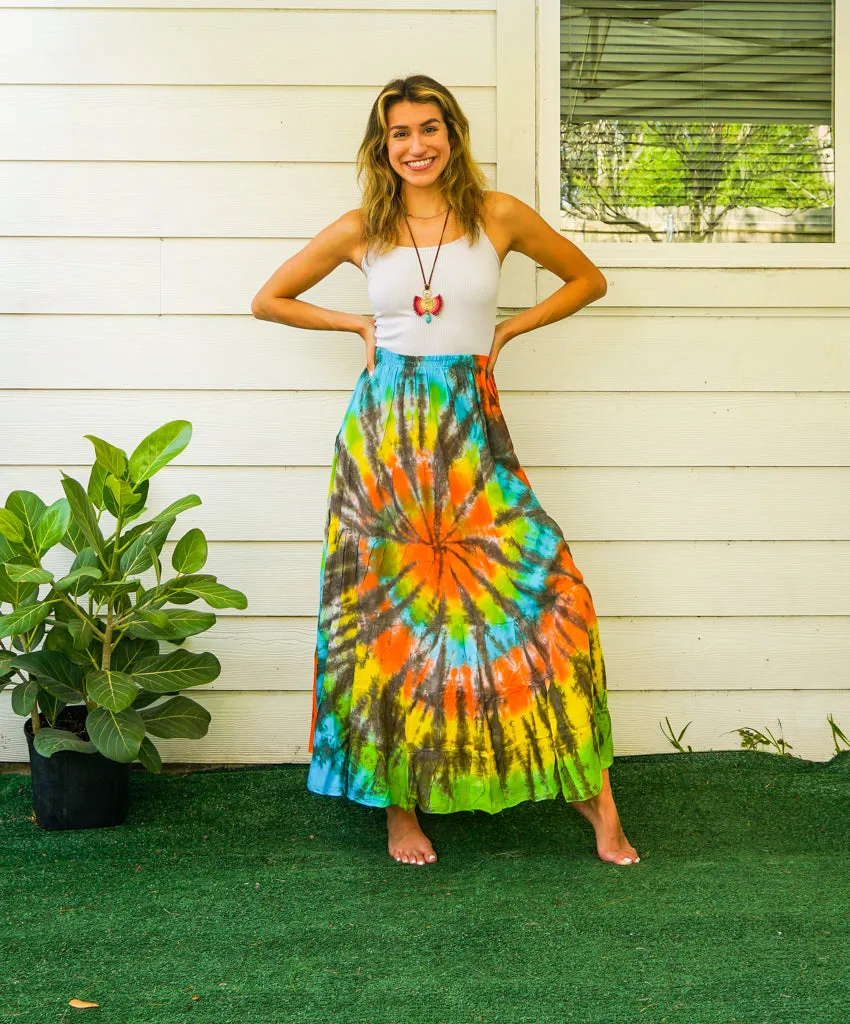 K3469- Hand Dyed Tiered Maxi Hippie Skirt