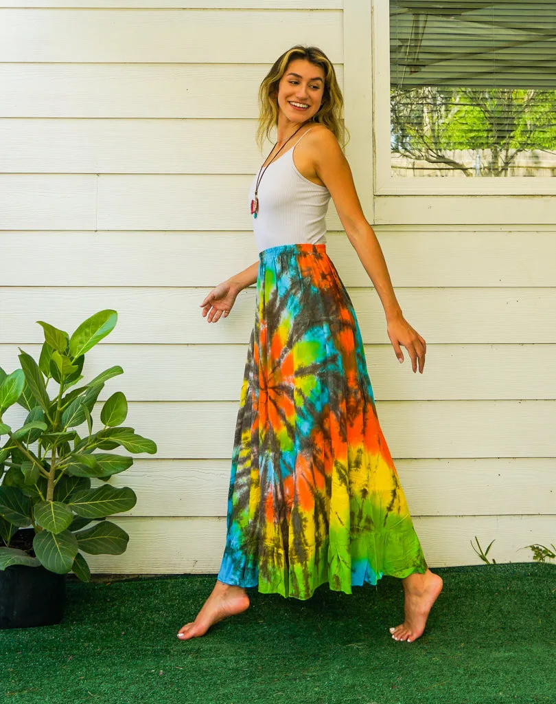 K3469- Hand Dyed Tiered Maxi Hippie Skirt