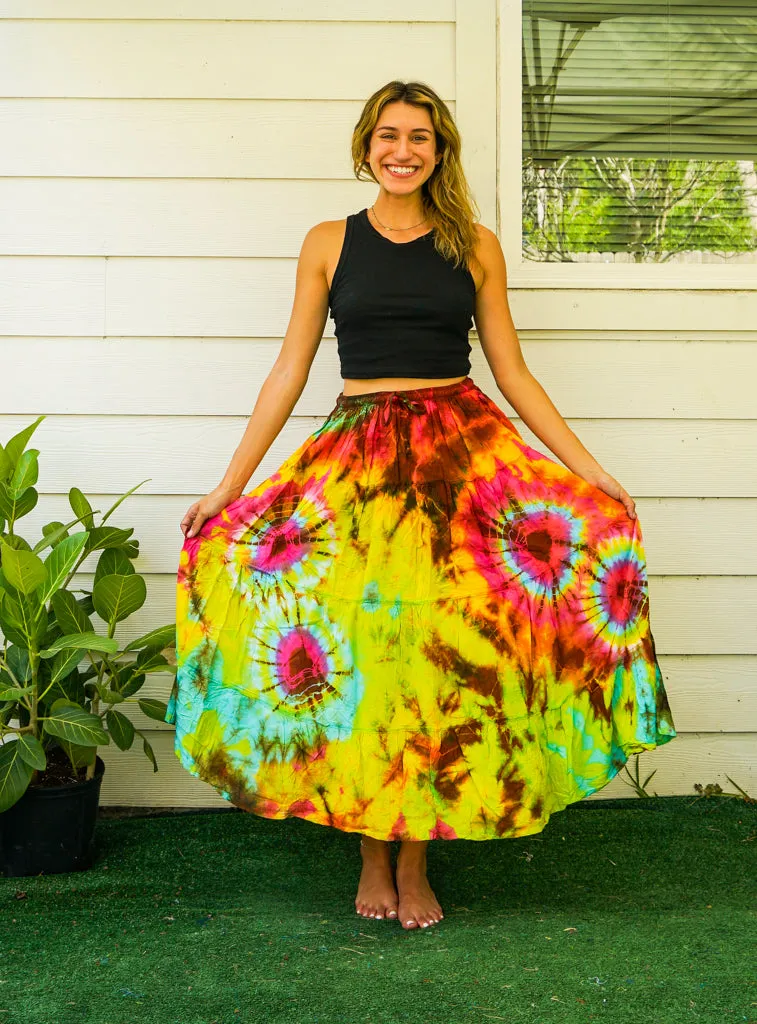 K4295- Hand Dyed Tiered Maxi Hippie Skirt