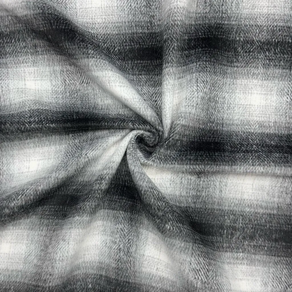 Large Black and Ivory Checkered Wool Blend Fabric