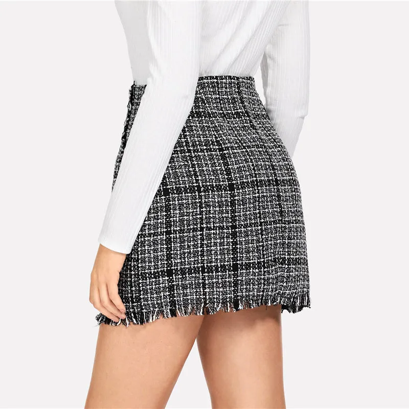 Lattice Pattern High Waist Skirt