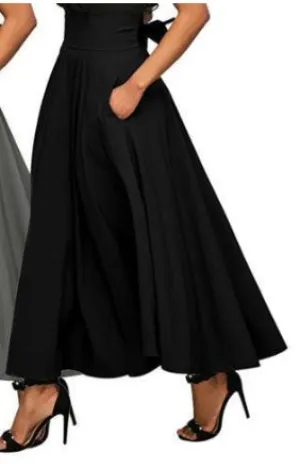 Long Hemline Pocket Skirt