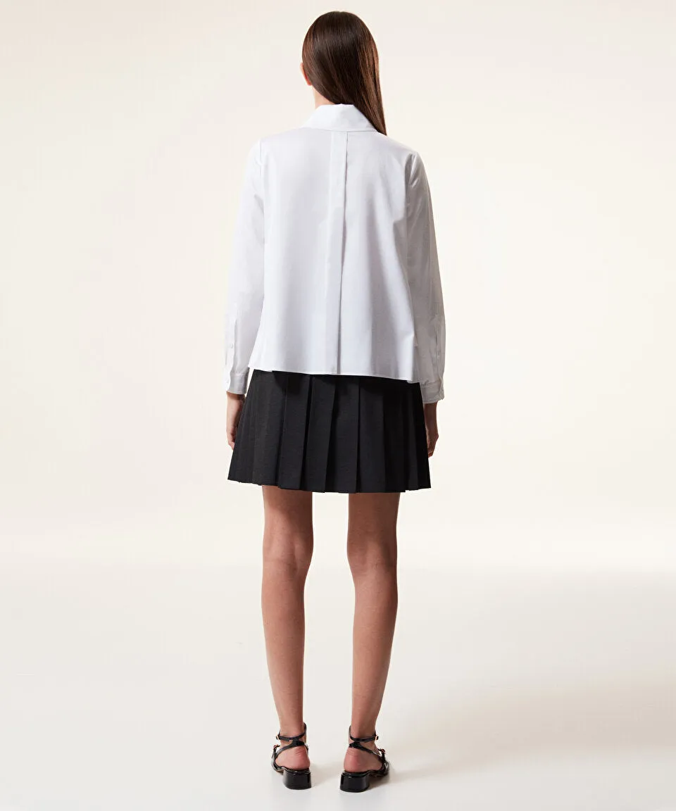 Machka Shirt With Pleated-Ruffle Hemline White