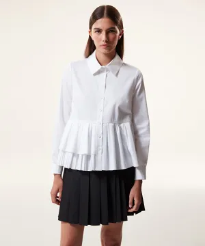 Machka Shirt With Pleated-Ruffle Hemline White