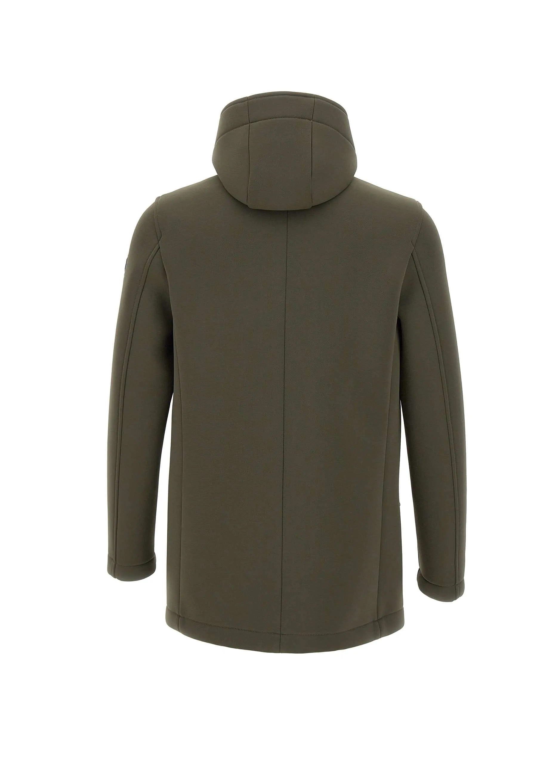 Military Green Neoprene Hooded Coat