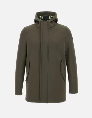 Military Green Neoprene Hooded Coat