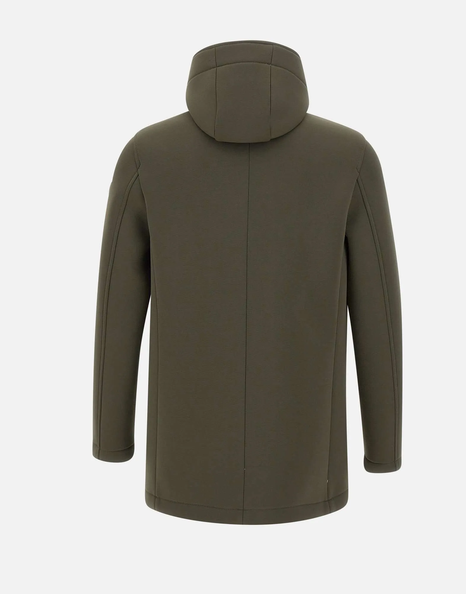 Military Green Neoprene Hooded Coat