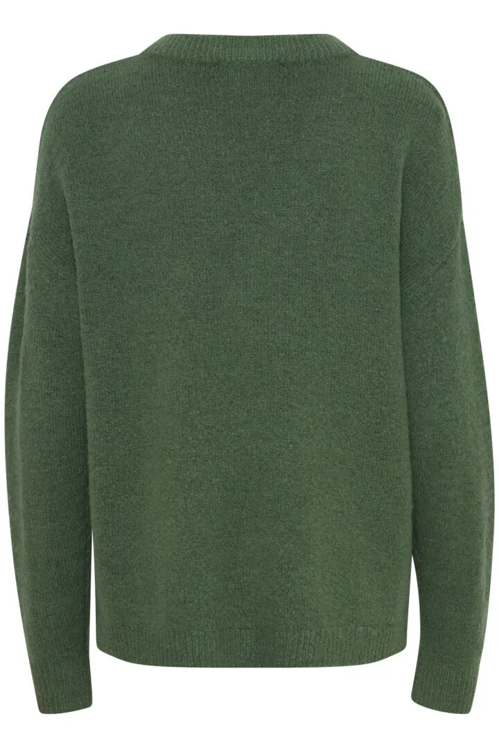 Mirelle V-Neck Jumper - Foliage Green Melange