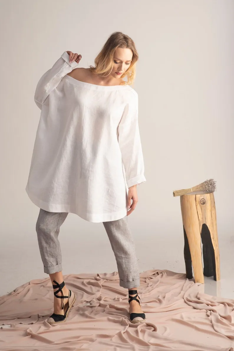 Off Shoulder Linen Tunic