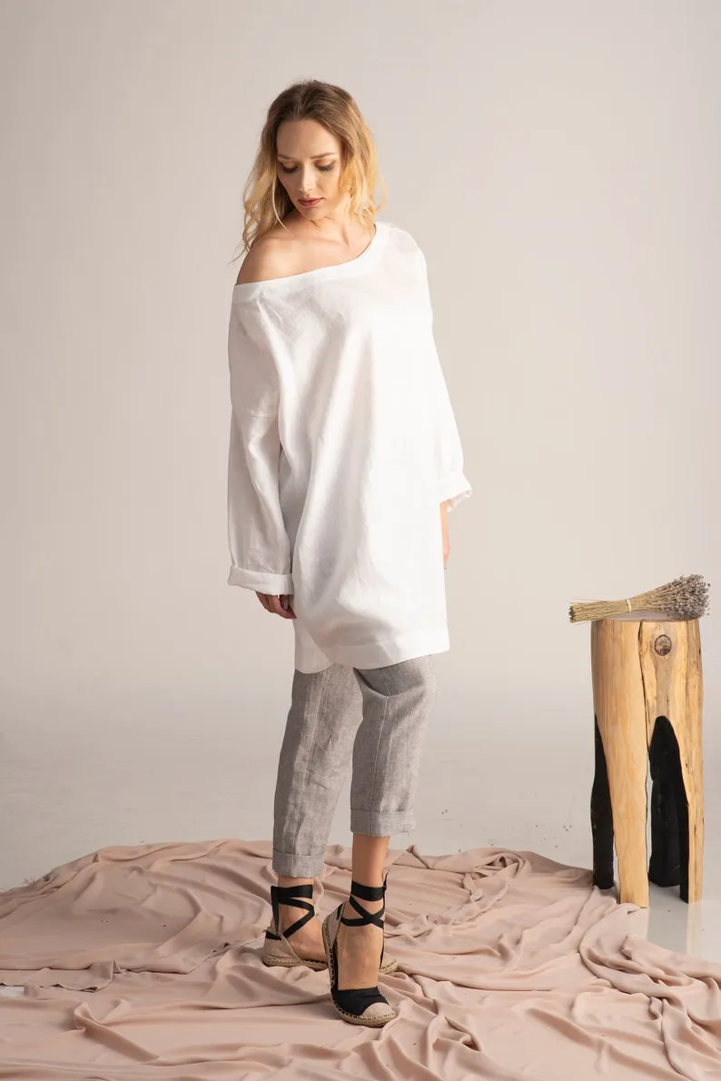 Off Shoulder Linen Tunic