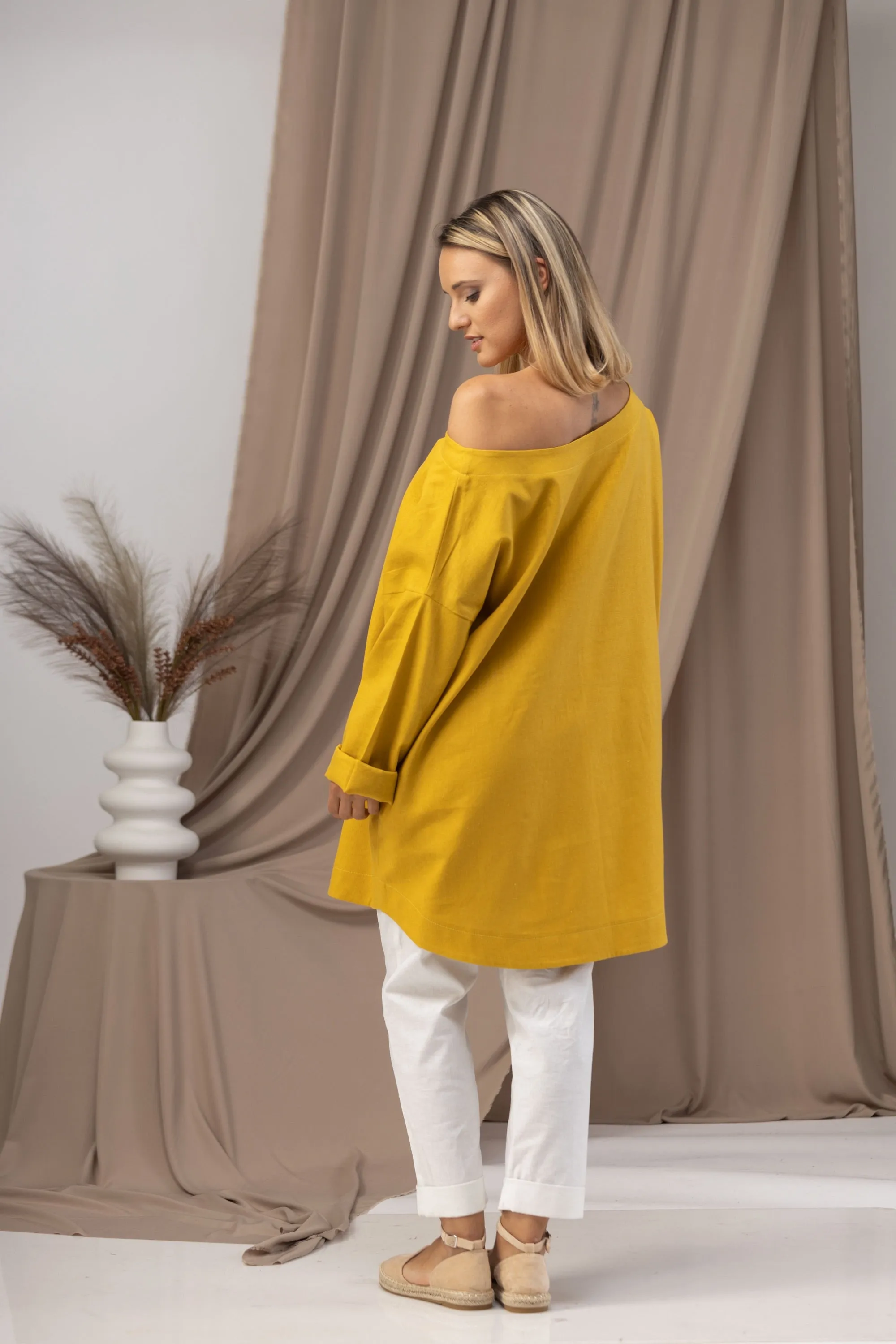 Off Shoulder Linen Tunic