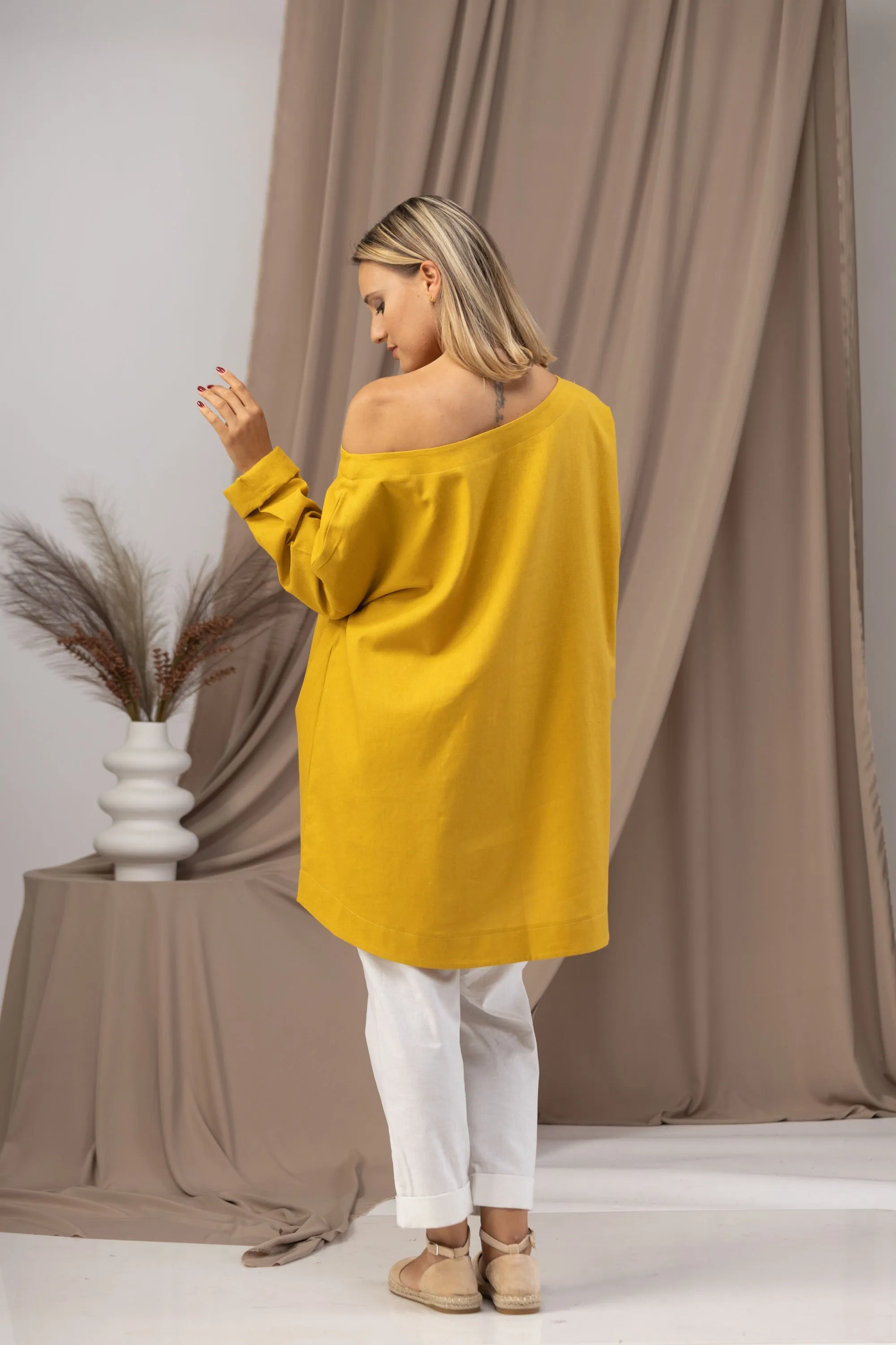 Off Shoulder Linen Tunic