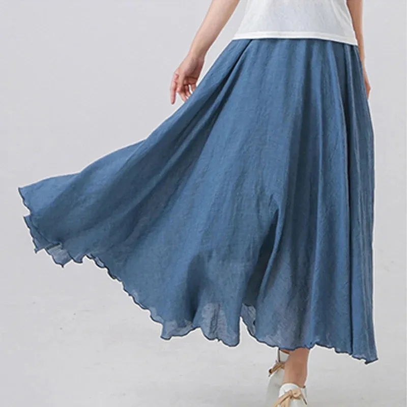 Pleated A-Line Boho Beach Long Skirts