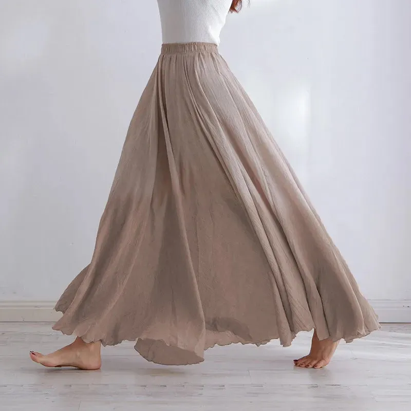 Pleated A-Line Boho Beach Long Skirts