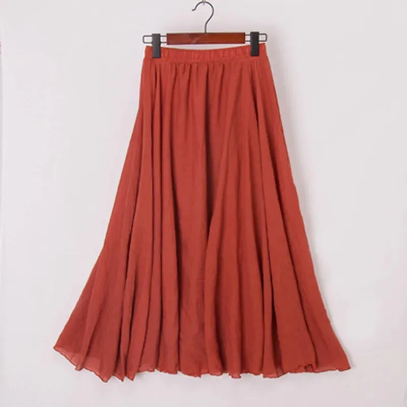 Pleated A-Line Boho Beach Long Skirts