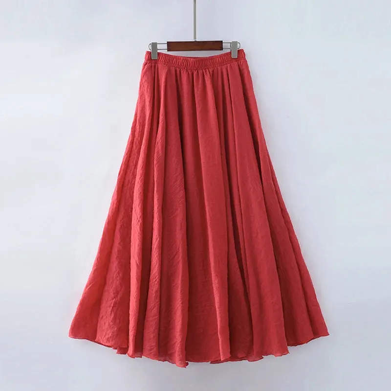 Pleated A-Line Boho Beach Long Skirts