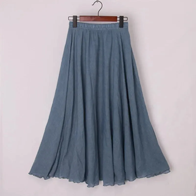 Pleated A-Line Boho Beach Long Skirts