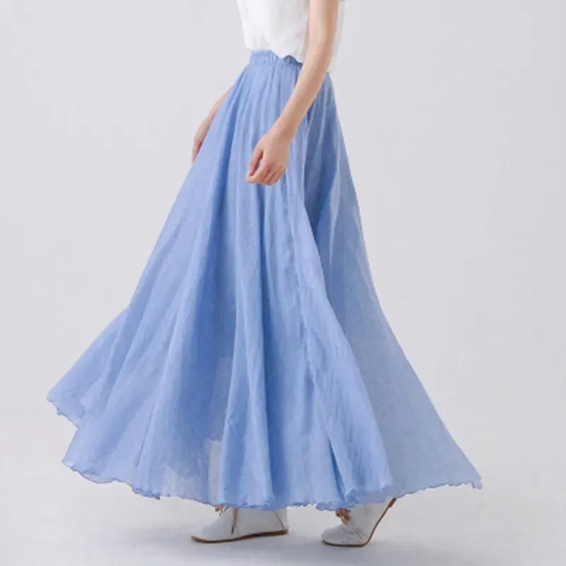 Pleated A-Line Boho Beach Long Skirts