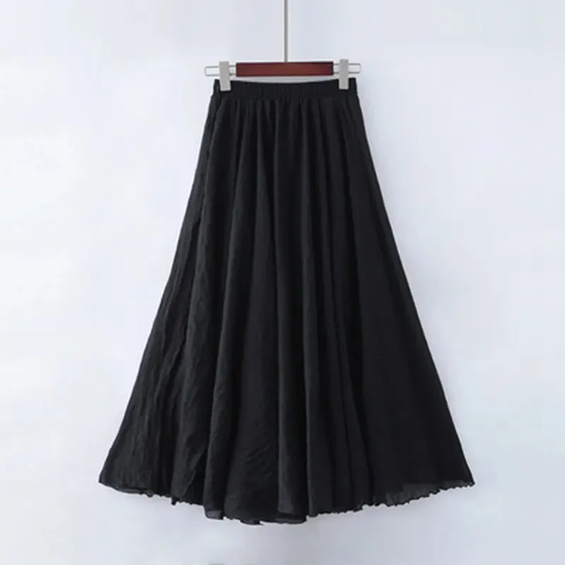 Pleated A-Line Boho Beach Long Skirts