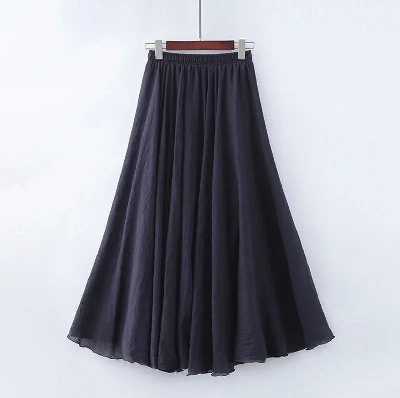 Pleated A-Line Boho Beach Long Skirts