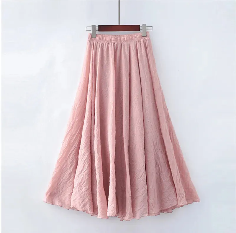 Pleated A-Line Boho Beach Long Skirts