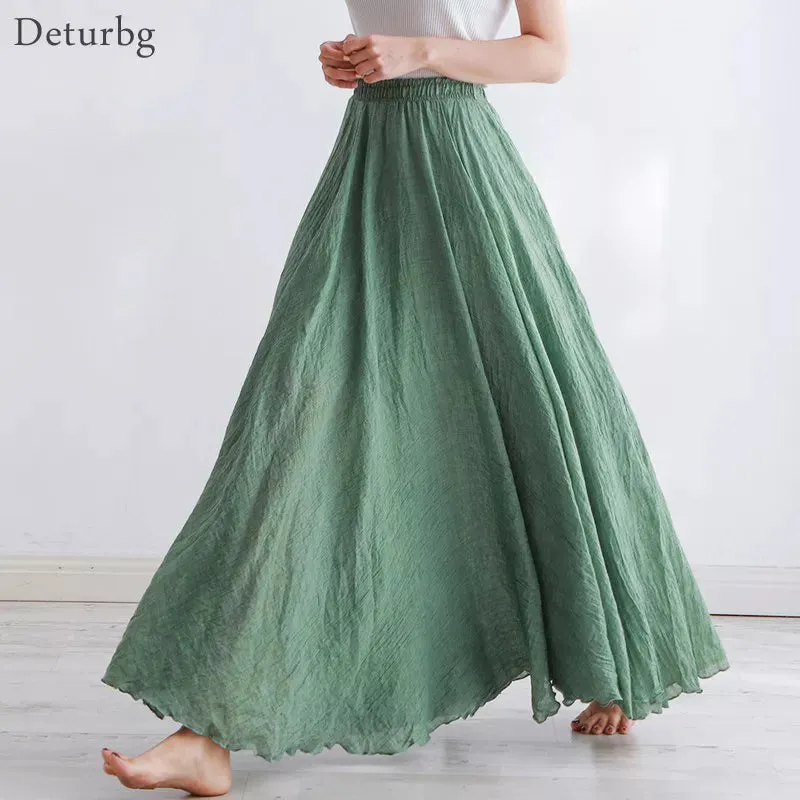 Pleated A-Line Boho Beach Long Skirts