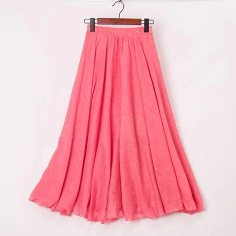 Pleated A-Line Boho Beach Long Skirts