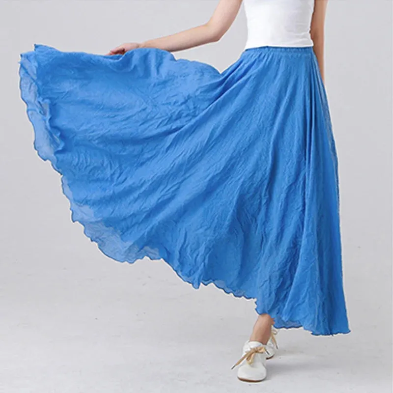 Pleated A-Line Boho Beach Long Skirts