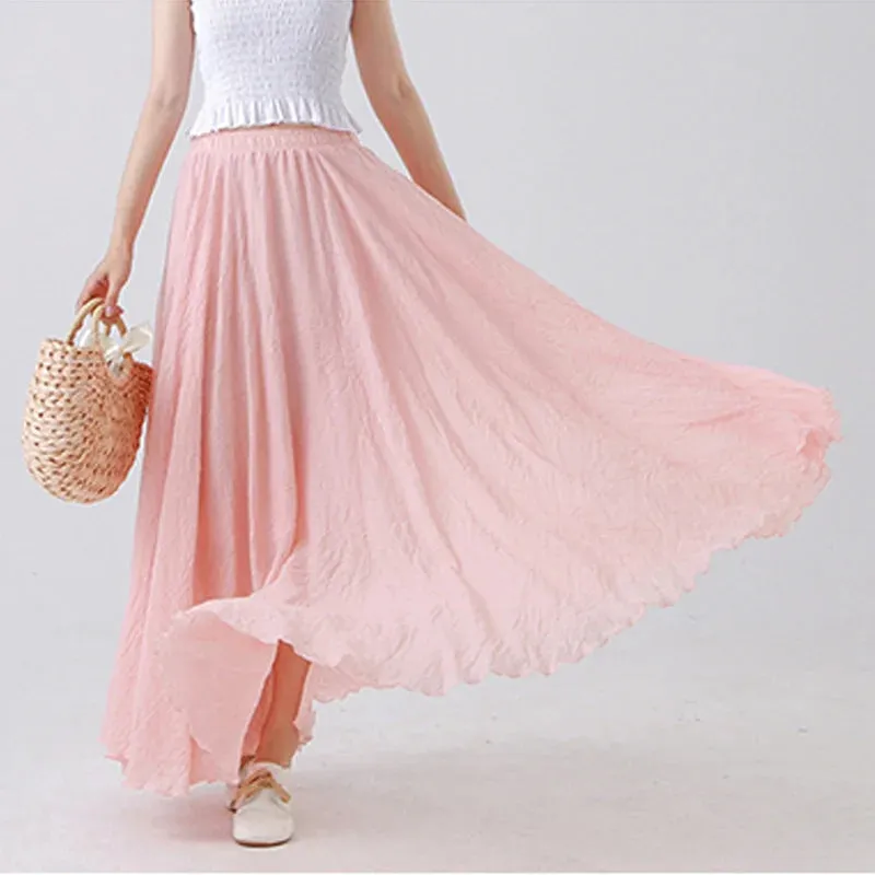 Pleated A-Line Boho Beach Long Skirts