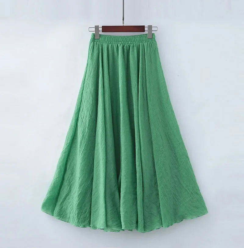 Pleated A-Line Boho Beach Long Skirts