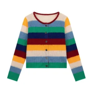 Pre Order:  Multicolor Striped Contrast Cardigan