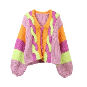 Pre Order:  Pastels Lantern Sleeves Knit Cardigan