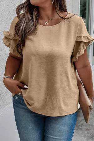 Rachael's Ruffles Petal Sleeve Round Neck Top