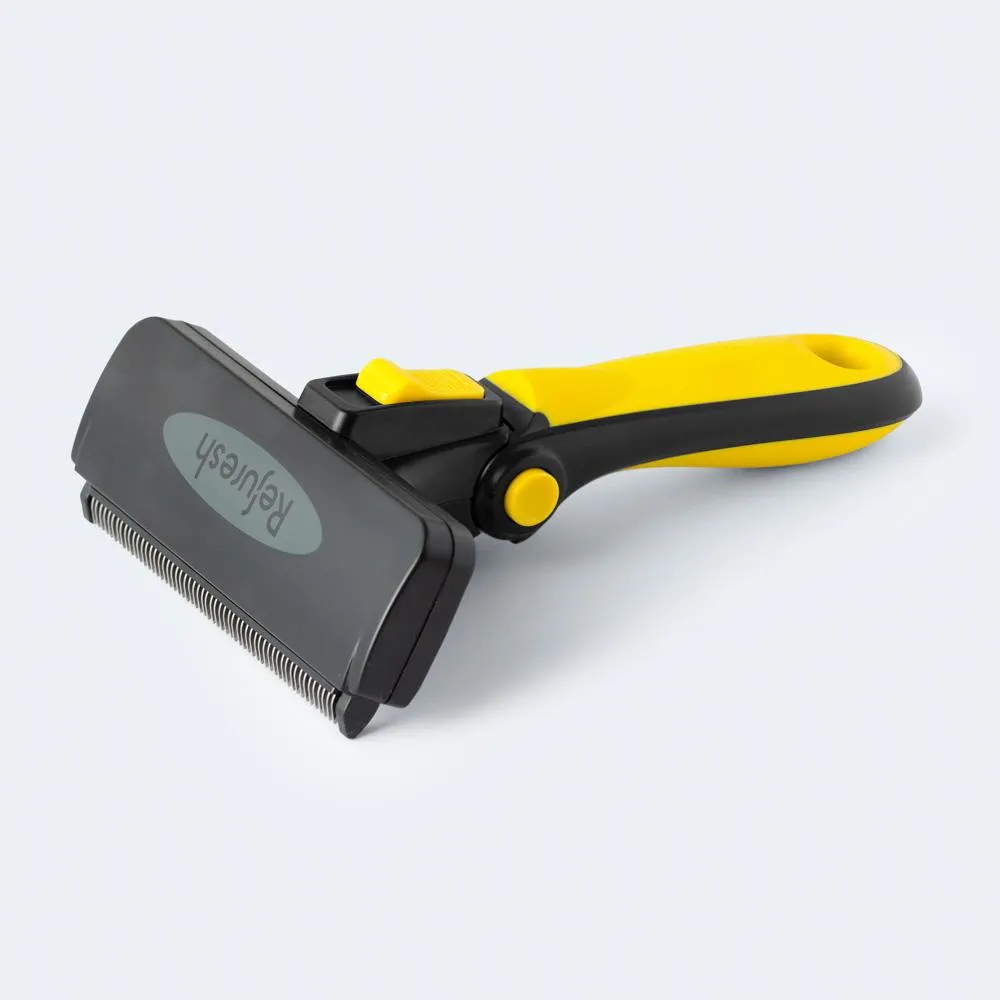 Refuresh Short and Medium Hair Dog Deshedding Tool Yellow Large