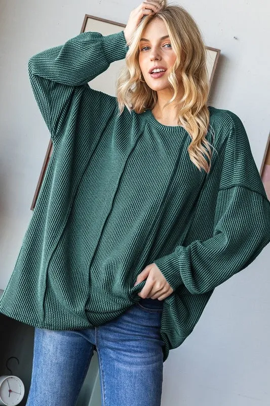 Ribbed Oversized Fit Tops - 2 Colors!