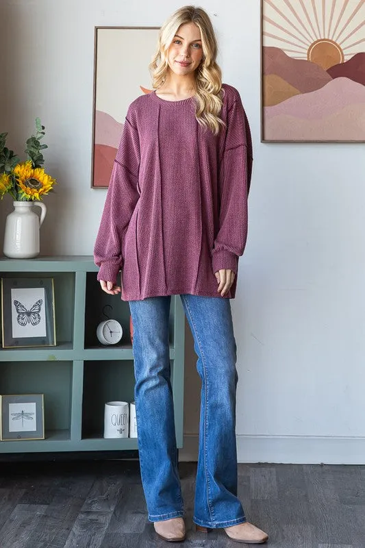 Ribbed Oversized Fit Tops - 2 Colors!