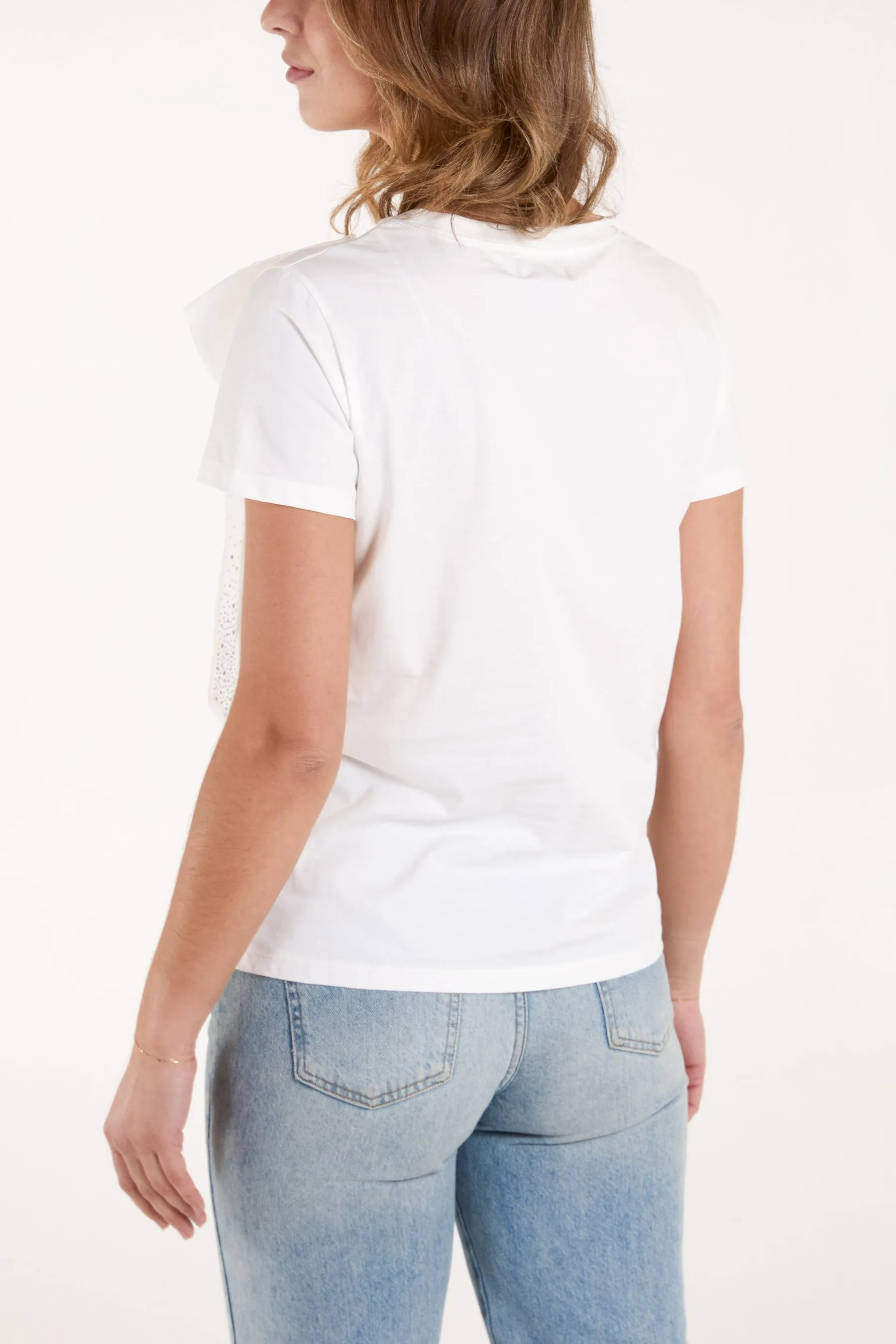 Sarah Embellished Bow T Shirt White