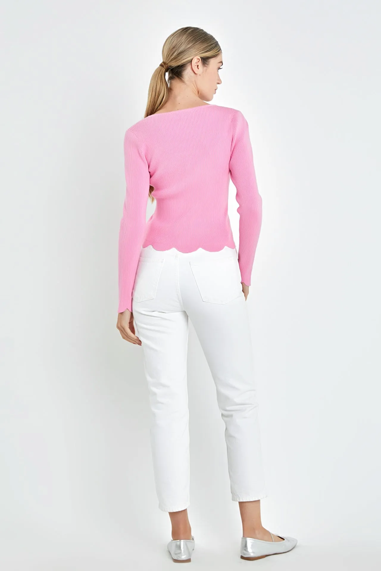 Scallop Hem Long Sleeve Sweater